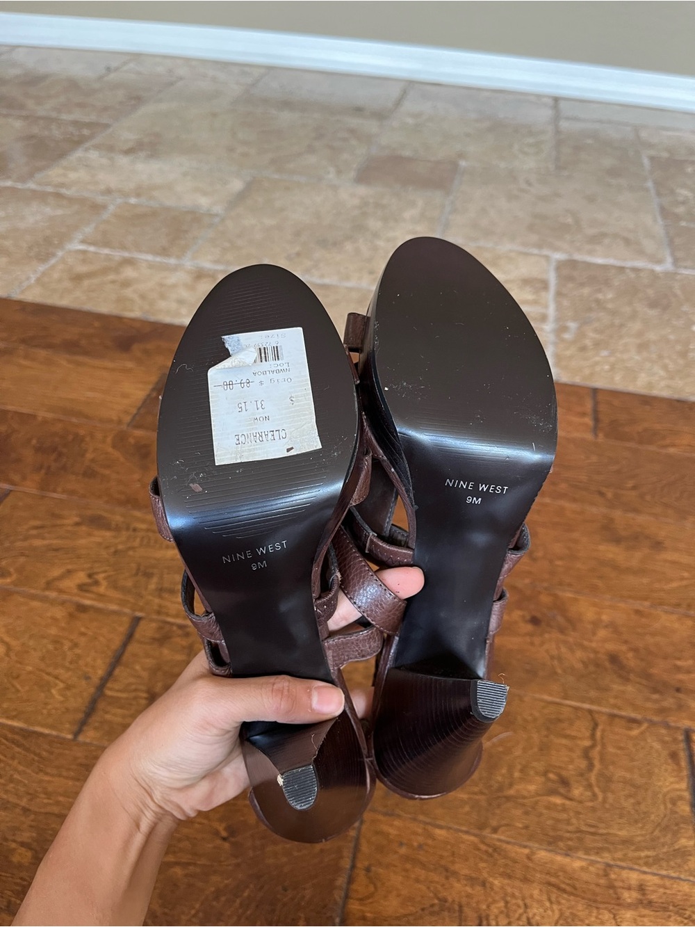 Nine West SZ 9 Brown Leather Strappy Heels - Picture 8 of 11